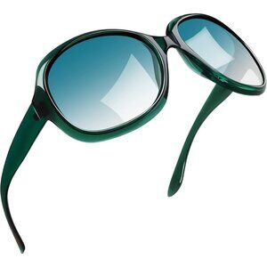 Women's Gradient Green Trendy Polarized Driving Sun Glasses UV Protective